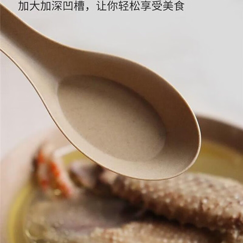 Fu Guan Disposable Bowl Tableware Set Biodegradable Bowl Lunch Box Cutlery Cup Spoon Independent Rice Husk Thickened Lunch Box Rice Husk Original Color Spoon 50 Pairs Bulk