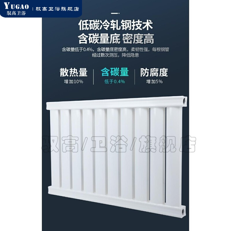 Yugao radiator household water heating thickened coal-to-gas 8050 engineering sheet steel wall-mounted radiator 8050 thickened - center distance 600*6 columns (length 60 cm)
