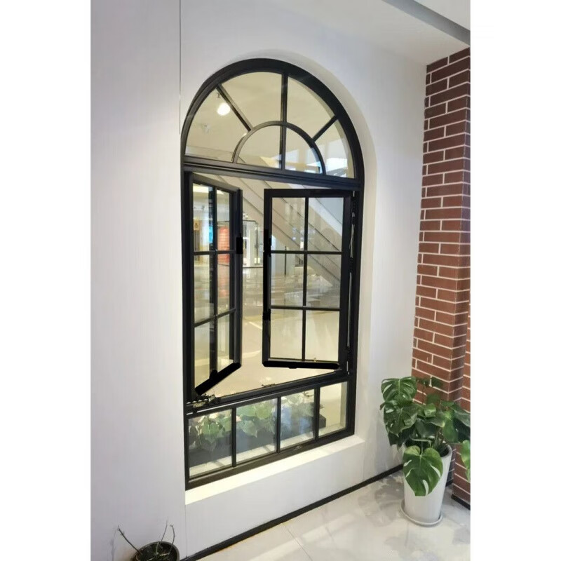 Vinoa French iron retro casement window restaurant cafe arched floor-to-ceiling window indoor study attic window customization width 80 height 120 with glass