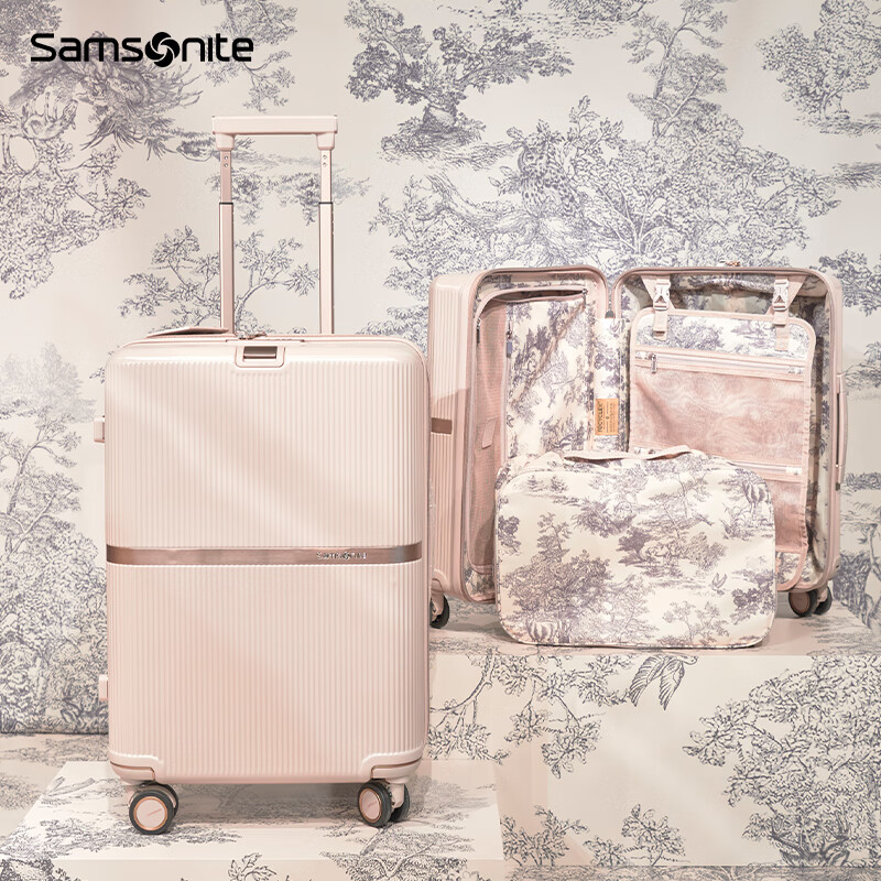 Samsonite suitcase 22-inch trolley case SNIDEL co-branded gold box HH5 light brown checked box