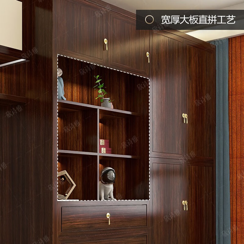 Xinshiya new Chinese style ebony wood tatami multifunctional bed customized wardrobe light luxury cloakroom whole house customized bedroom per square meter (supports customization based on drawings)
