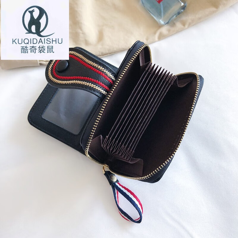 Kuqi Kangaroo 2025 New European and American Fashion Small Wallet Short Women's Really Good Leather Multi-Card Slot Card Bag Women's Cowhide Wallet Coin Purse CX-256 Red