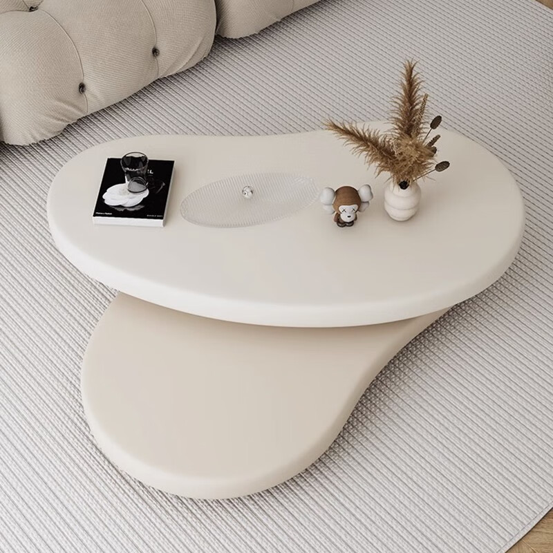 Bannimei cream style tea table for small apartments, high-end designer round tea table, Internet celebrity creative living room rotating tea table, cream style cashew coffee table