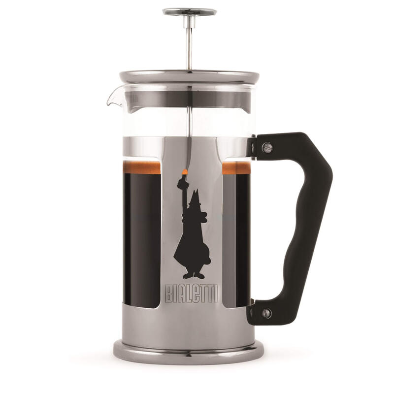 Bialetti French press pot, stainless steel glass, 8-cup capacity, manual brewing, home office coffee pot