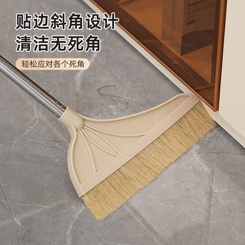Pig bristle broom hair non-stick household dustpan combination set soft wood floor sweeper broom thick khaki pig bristle single broom