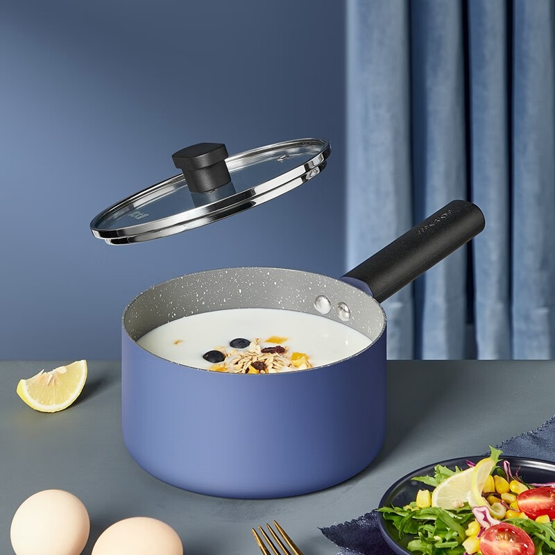 Cooking King pot set Maifan stone color wok non-stick pan less oil smoke frying pan soup pot milk pot combination induction cooker gas for stir-frying + frying + milk (with steamer + silicone spatula)