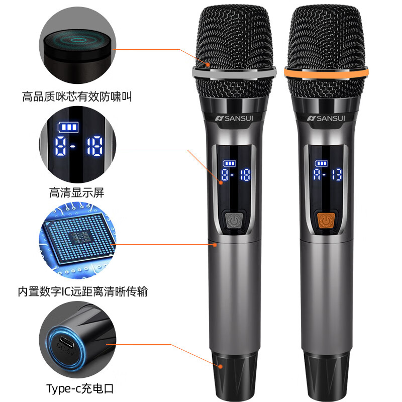 SANSUI A12-66 12-inch square dance speaker outdoor karaoke subwoofer Bluetooth speaker portable karaoke mobile stage trolley speaker high-power amplifier flagship version (12-inch subwoofer + dual microphones)