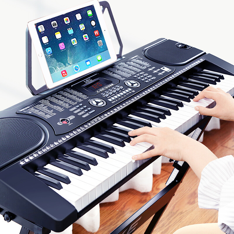 Meirkergr MK-8618 61-key multi-function intelligent teaching electronic keyboard for children who are beginners in musical instruments, connects headphones, microphones, and mobile pads