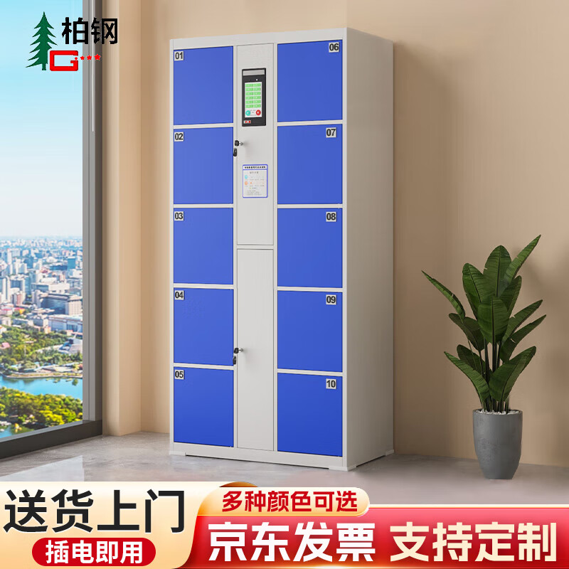 Baigang Intelligent Locker for Workplace, Electronic Bag Storage Cabinet, Shopping Mall Locker, Face Recognition Model, 10 Doors