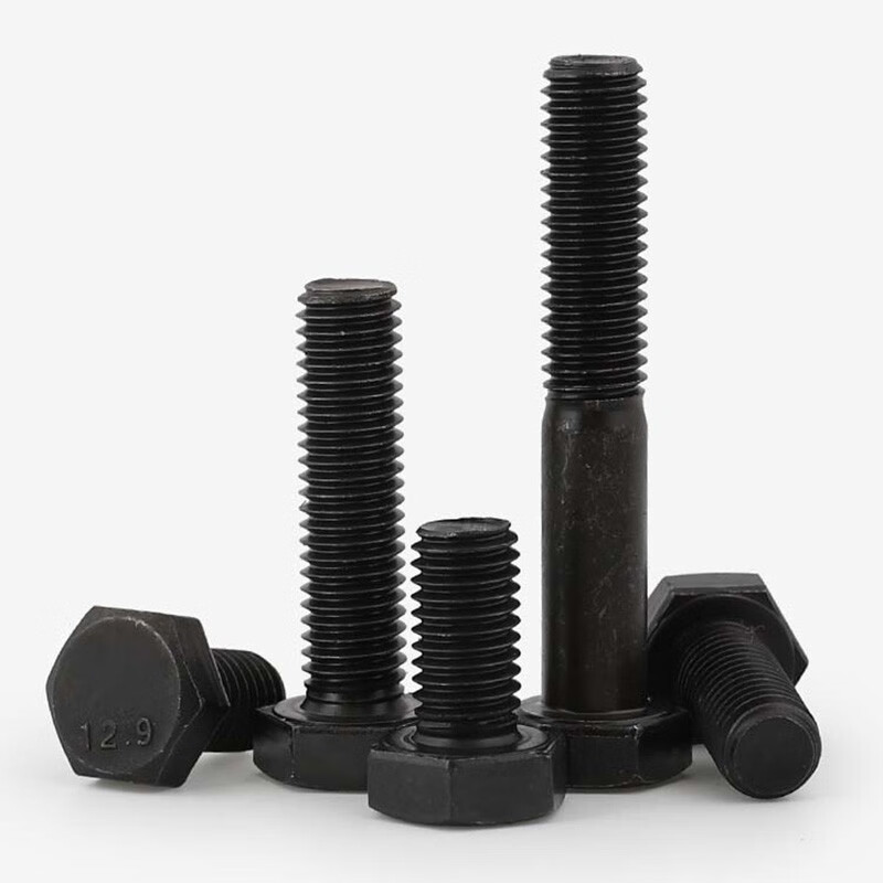 Ice energy level 12.9 high-strength half-thread external hex screw screw extended alloy steel bolt black half-threaded screw M12*60 half-thread 5 pieces