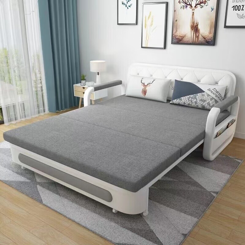 Zhensaiqi sofa living room folding sofa bed dual-purpose small apartment living room fabric sofa sitting lazy sofa 1.5*1.9 meters latex type + 2 pillows with storage