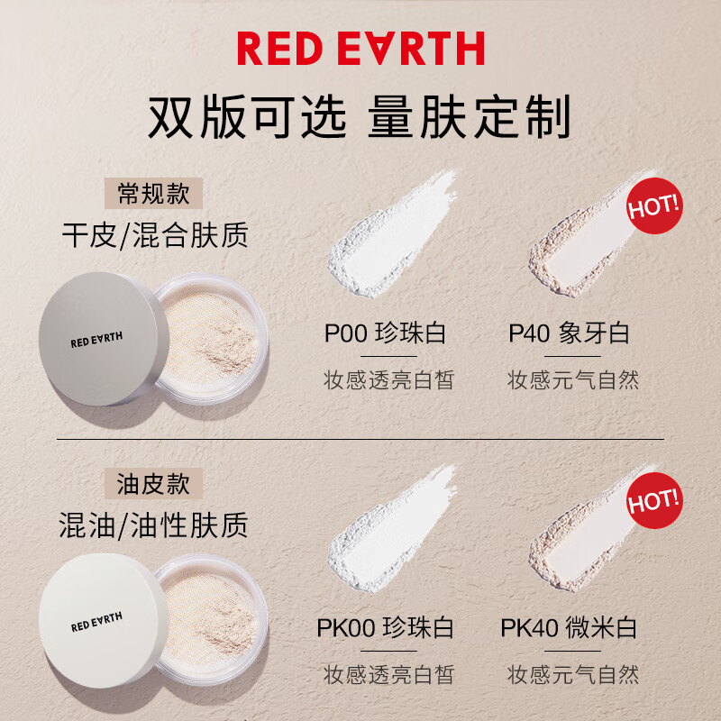 Red Earth Essence Loose Powder Long-lasting Makeup Setting Oil Control Delicate Non-Flying Powder - PK40 Micron White 6.5g