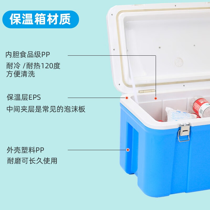 Warm Ice Bear 60L80L takeaway food delivery insulated box for stall outdoor 33L-45L food grade liner plastic foam preservation box 33L blue