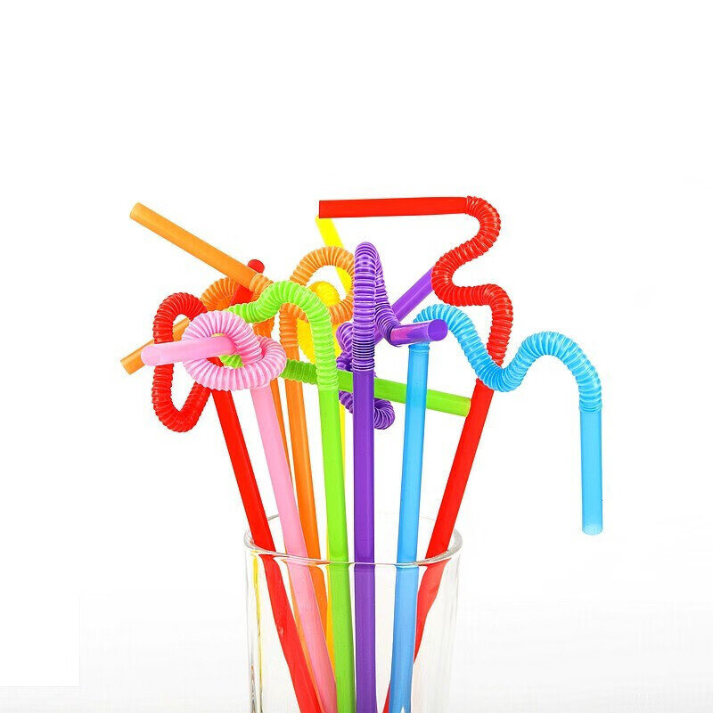 Jidaocook disposable straws, individually packaged, colorful, artistic straws, elbow juice drink slender straws, colored, individually packaged, 100 pieces