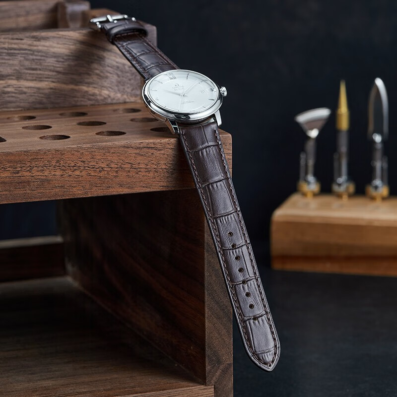 Istrap genuine leather watch strap for men and women with crocodile pattern cowhide suitable for Tissot, Longines, Mido, Citizen, Casio dw, Seiko Seagull, Fiyada, Armani watch with Leloc bracelet, dark brown same color line, silver pin buckle and dial interface width 14mm