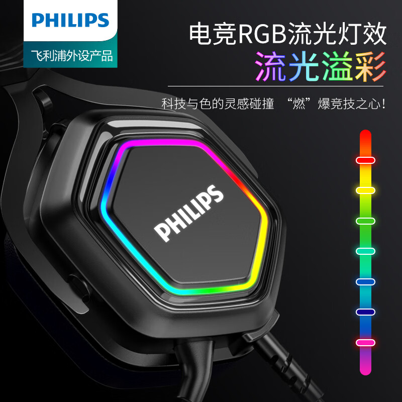 99% new Philips (PHILIPS) wired gaming headphones, noise reduction, 7.1 channel DTS surround sound TAG4105