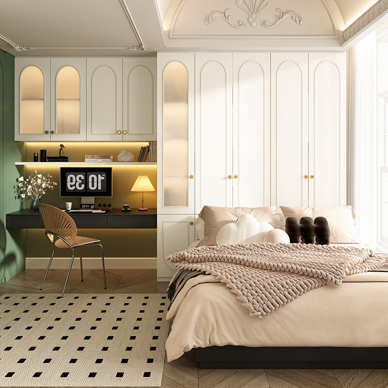 PIANO Nanyang retro style tatami whole house customized wardrobe and bookcase combination integrated children's room furniture combination Customized prepayment (ask customer service to receive free design)