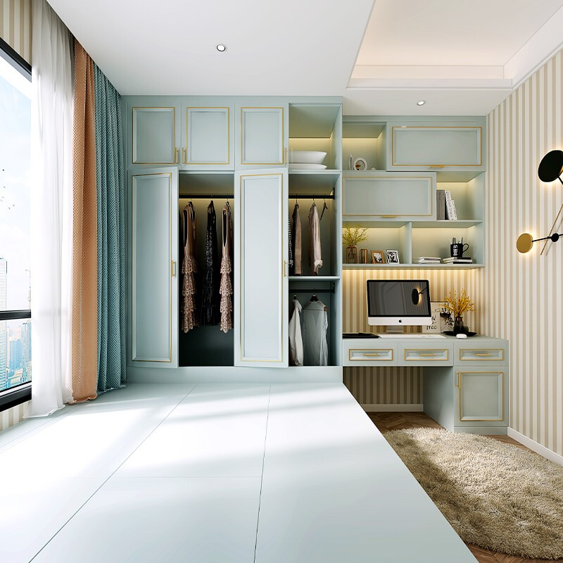 Mag Mag Mag customized tatami bed wardrobe integrated bay window cabinet desk simple European style solid wood customization advance payment