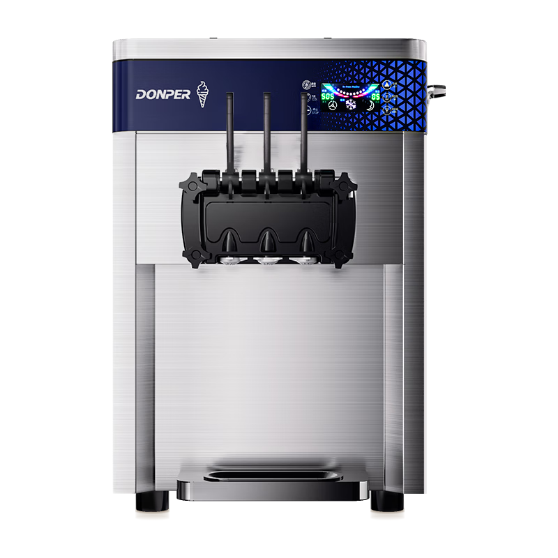 Donper commercial ice cream machine desktop soft ice cream machine three-head ice cream machine ice cream machine milk tea shop coffee shop burger shop cone machine 1.25HP Donper press | one-click cleaning | KFX710T