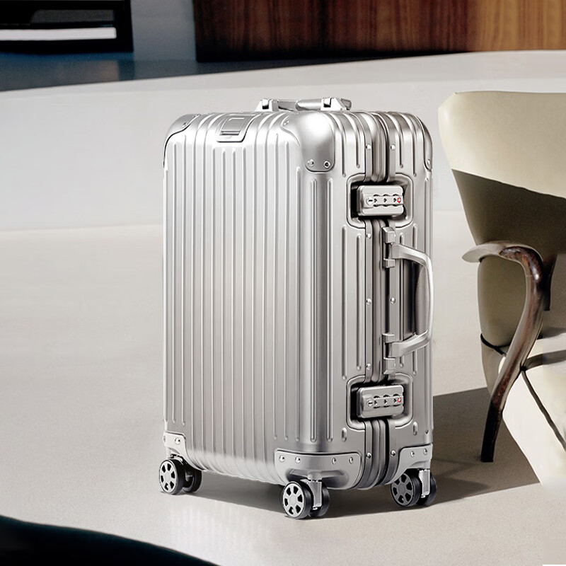 EAZZ all-aluminum magnesium alloy aluminum-magnesium trolley case aluminum frame men's and women's suitcase universal wheel boarding case travel suitcase all-aluminum magnesium alloy silver 22 inches for short and medium distance travel