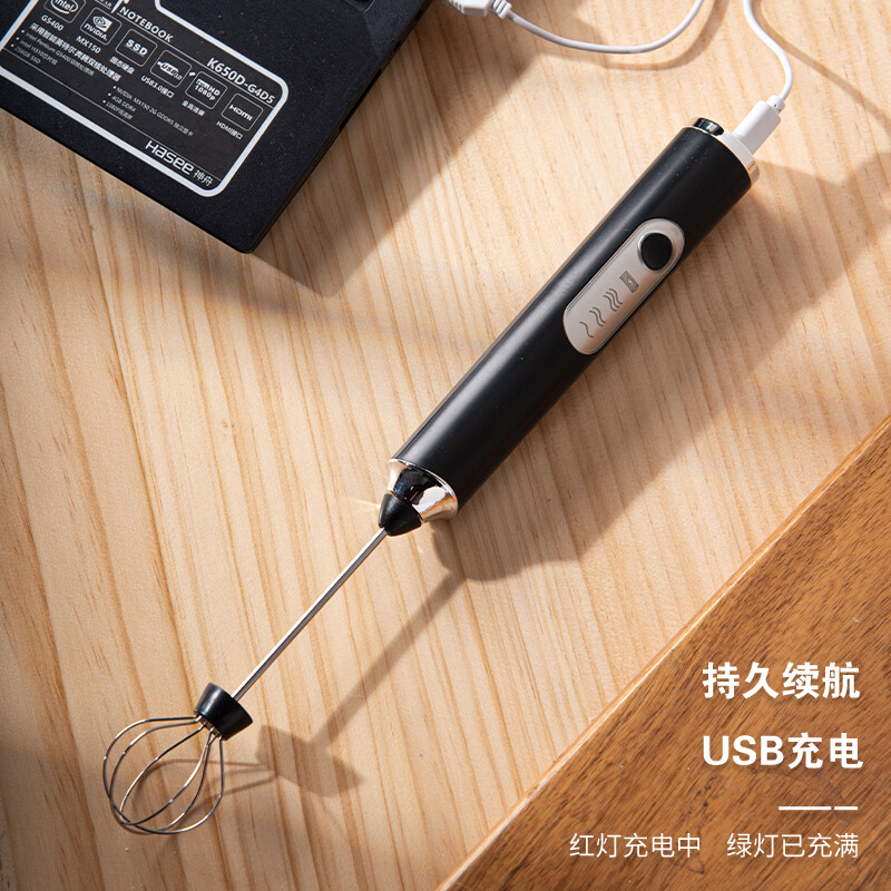 SUCCO Electric Milk Frother Coffee Milk Frother Home Handheld Mixer Egg Beater Heated Milk Frother Milk Frother Stick Refreshing White-Milk Frother (Double Head Replaceable)