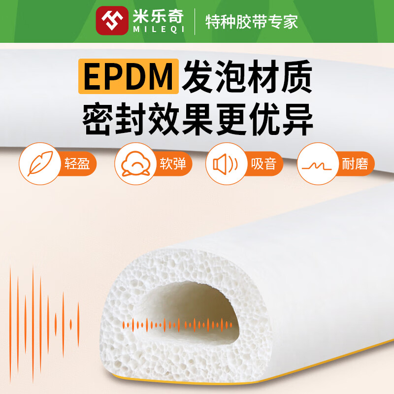Miloqi door sealing strip EPDM rubber strip entry security door frame door seam sound insulation sound-absorbing cotton upgraded thickened strong adhesive backing sound-absorbing door sticker 6 meters long I type (9mm wide * 2mm thick brown) 1 roll