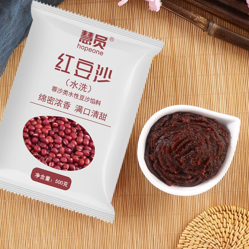 Hopeone Red Bean Paste 500g Egg Yolk Crisp Zongzi Tangyuan Bean Paste Bun Filling Mid-Autumn Mooncake Baking