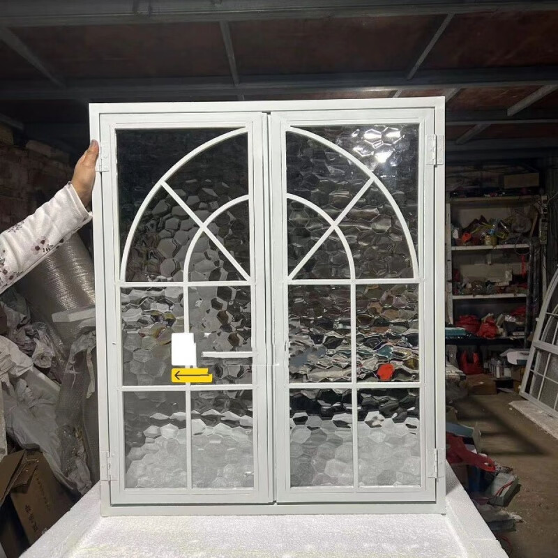 Yaotian customized French American iron art indoor living room loft lighting lattice window partition decoration fake window Changhong glass width 80 height 120 with transparent tempered glass