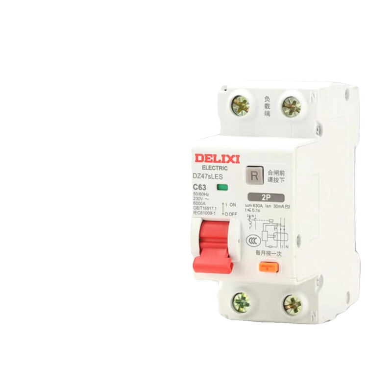 Delixi leakage protection switch DZ47SLES household 2P leakage protection 220V lower in and out small volume circuit breaker 40A 2P