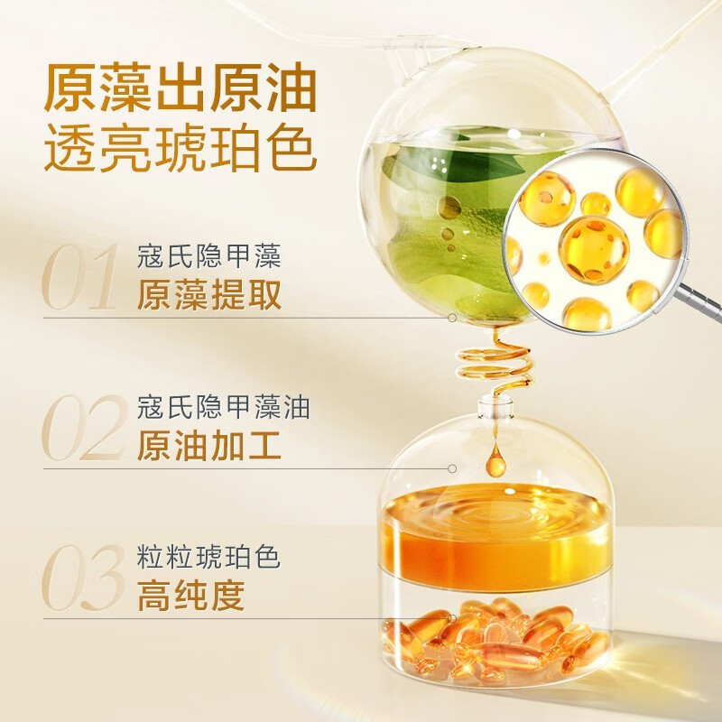 Natural Dr. DHA algae oil for infants, pregnant women, children, adults, edible algae oil over 0 years old, new year's gift, upgraded dual-nutrient algae oil, 60 capsules * 3 bottles, 18 capsules free, 198 capsules in total