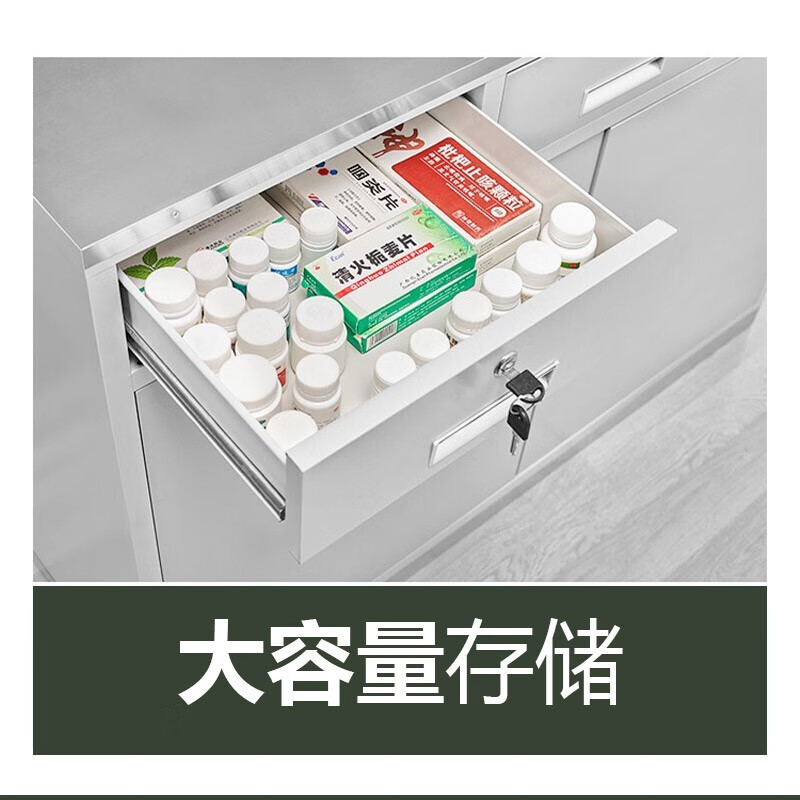 Huihuang Yongwei steel workbench gray white 4 buckets 2 doors 1.8 meters wide clinic hospital disposal table medicine dispensing table