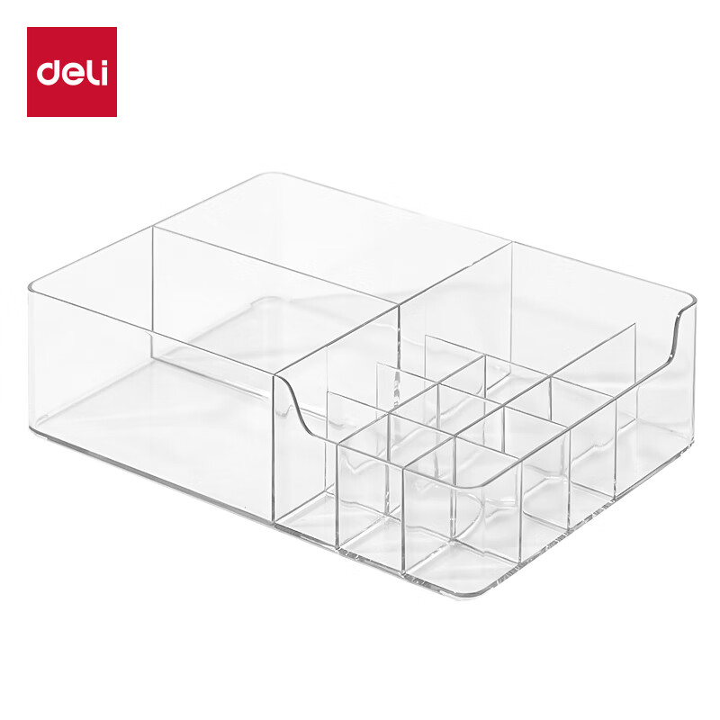 Deli cosmetics storage box with multiple compartments, lotion and lipstick desktop storage box, transparent large capacity PJ210