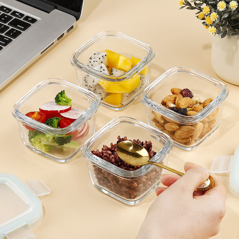 Cilock food supplement box can be steamed, microwave heated, bowl, glass crisper, food sample box, mini lunch box 160ml*4