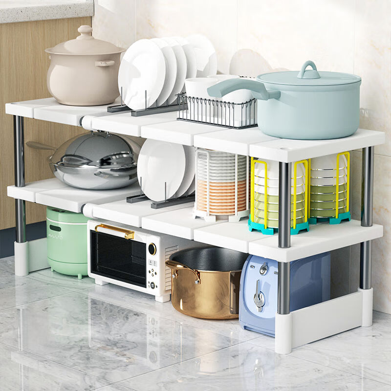 Camellia Valley Kitchen Retractable Under-Sink Storage Rack Cabinet Layered Rack Kitchen Cabinet Storage Multi-Function Pot Rack Storage Rack Retractable Under-Sink Storage Rack - Stainless Steel Single Layer