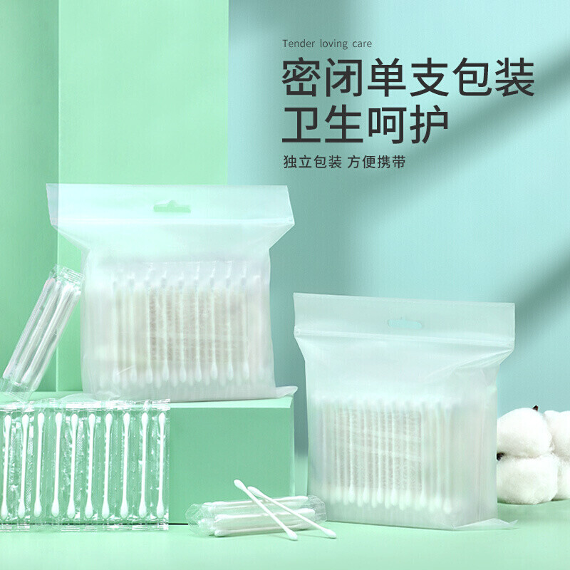 Baicaoyuan cotton swabs, makeup cotton swabs, cotton swabs, multi-purpose ear cotton swabs, single individually packaged 500 cotton swabs