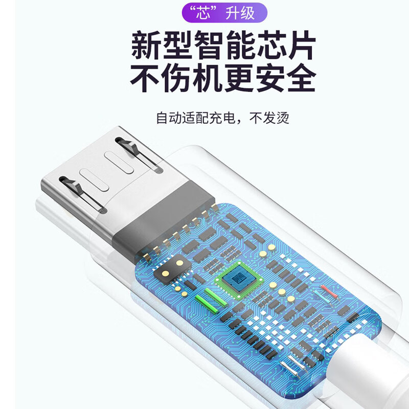 Zitai fast charge 2 Android data cables Micro USB interface mobile phone charger cable 1 meter white (non-Type-C interface)