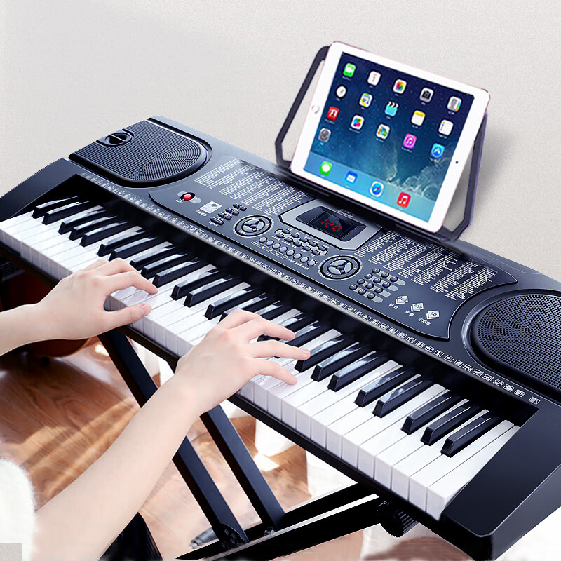 Meirkergr MK-8618 61-key multi-function intelligent teaching electronic keyboard for children who are beginners in musical instruments, connects headphones, microphones, and mobile pads