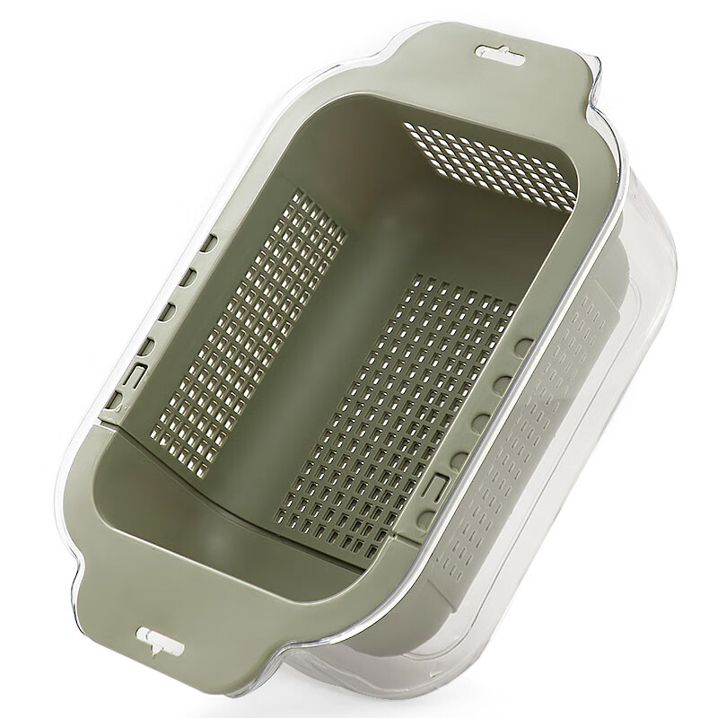 Home KATEI STORY Japanese sink drain basket double layer retractable sink basket kitchen fruit sink sink drain basket plastic double layer sink drain basket green 1 set