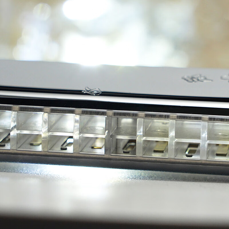 TOMBO's new 7624 polyphonic harmonica, 24-hole transparent grid electroplated seat cover, professional and advanced performance grade, custom metal grid, tonality remarks