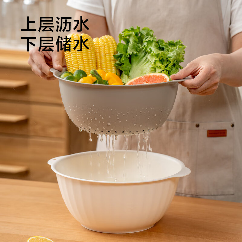 Made in Tokyo, double-layer drain basket, vegetable basin, fruit basket, basin sieve