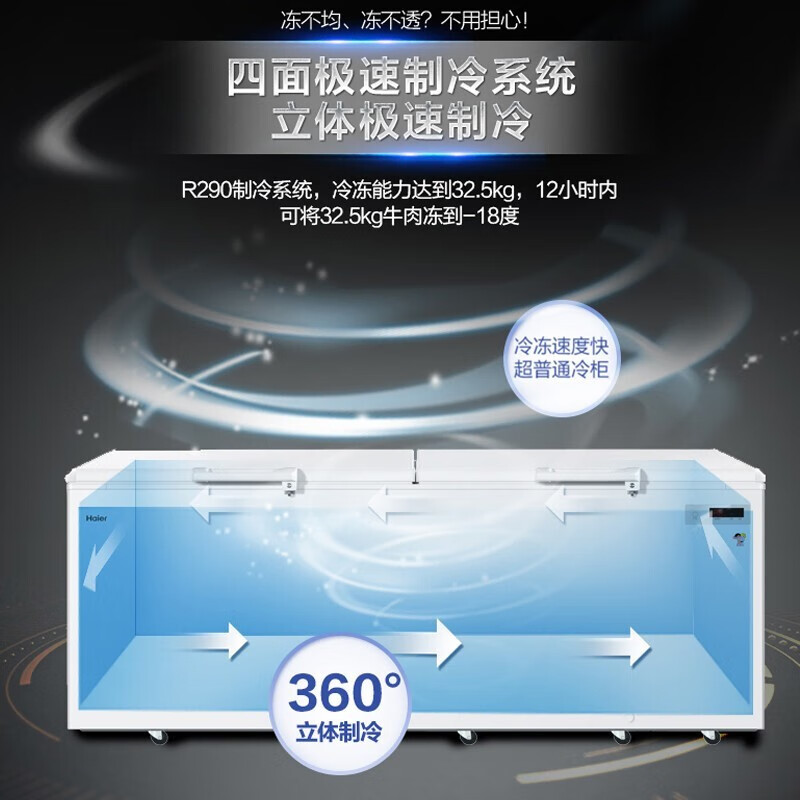 Haier freezer home refrigeration and freezing dual-purpose fresh-keeping cabinet can be converted with one click to commercial double-door ultra-large capacity 300/400/500/600 liters or more cryogenic quick-freezer electronic temperature control丨ultra-large capacity丨 1028L