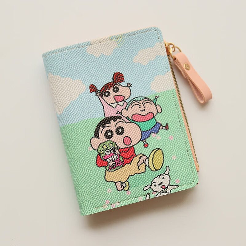 Chenwen Children's Wallet Girls 2024 Fashion Two-fold Student Cartoon Print Zipper Half-fold Wallet Cute Coin Card Holder Small Side Pull, Yellow Hat Xiaoxin