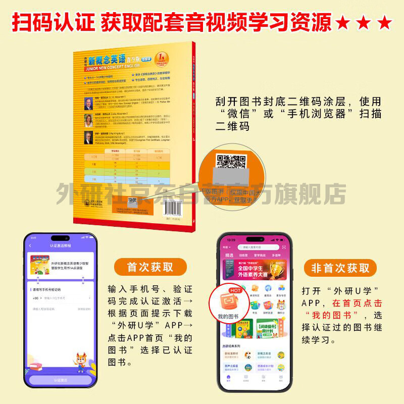 New Concept English Youth Edition 2B Student Book (Smart Edition with video overview of key points, word and sentence reading assessments, word exercises, fun dubbing, clickable reading) Children's English introductory textbook, Primary School English, Foreign Language Research Press