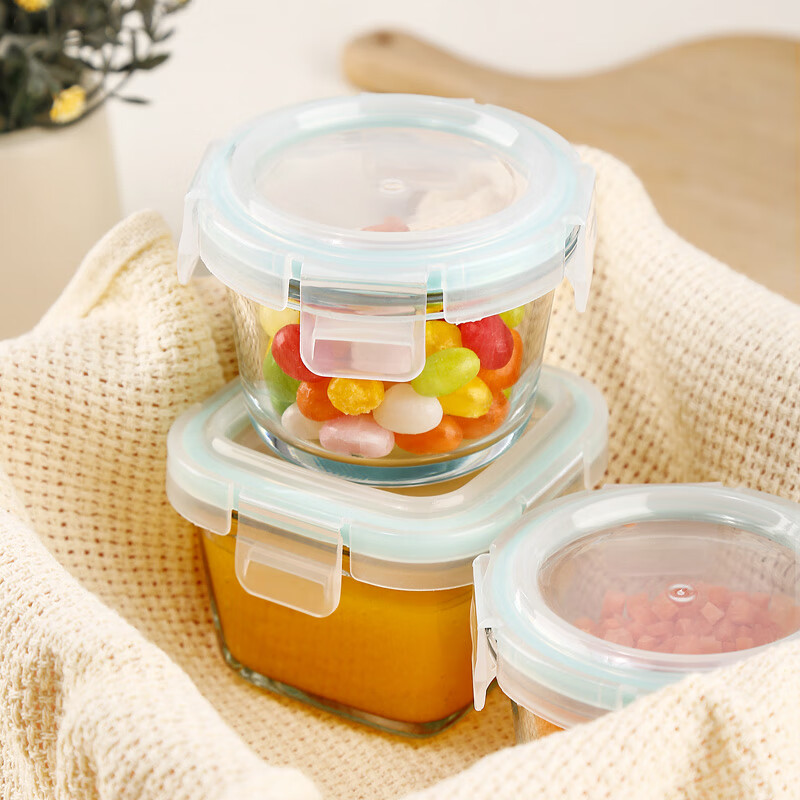 Cilock food supplement box can be steamed, microwave heated, bowl, glass crisper, food sample box, mini lunch box 160ml*4