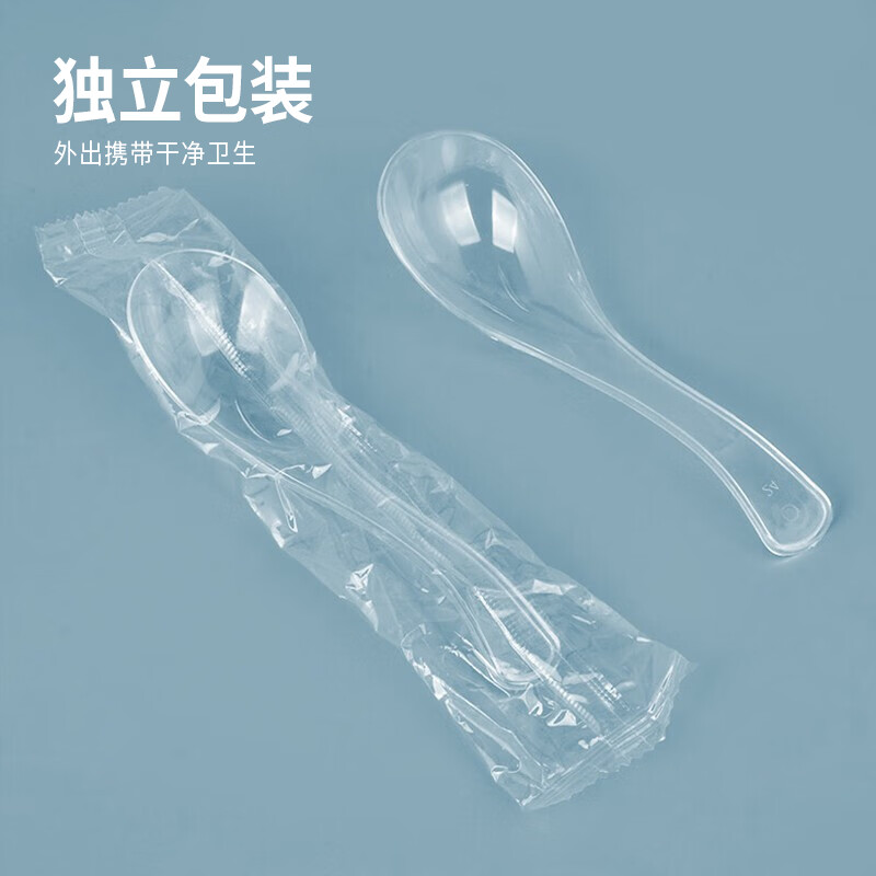 Denbigh disposable spoon individually packaged fruit scoop watermelon soup rice plastic small ice cream yogurt meal spoon thickened takeaway