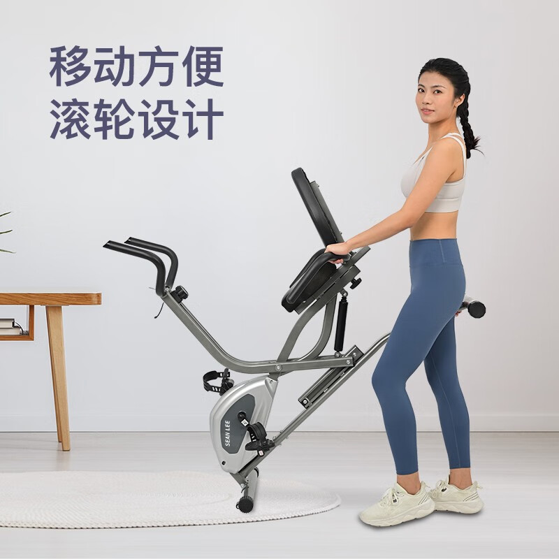 SEAN LEE Horizontal Magnetic Control Exercise Bike Home Rehabilitation Training Fitness Equipment for Middle-aged and Elderly People Aerobic Training Spinning Bike Silver Suitable for Old and Young + Rehabilitation Training