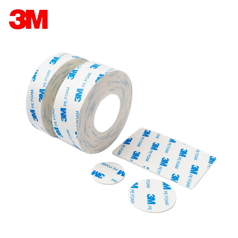3M double-sided tape, strong, traceless and non-retaining foam, PE base material, wall hook decorative paste 1600T, 40mm wide, 3m long, white