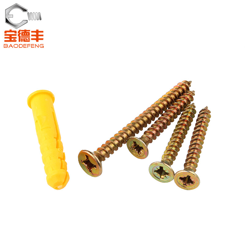 Baodefeng small yellow croaker plastic expansion tube plug bolt expansion screw expansion plug self-tapping screw set 6/8/10MM national standard 6X40 20 sets with 304 stainless steel nails