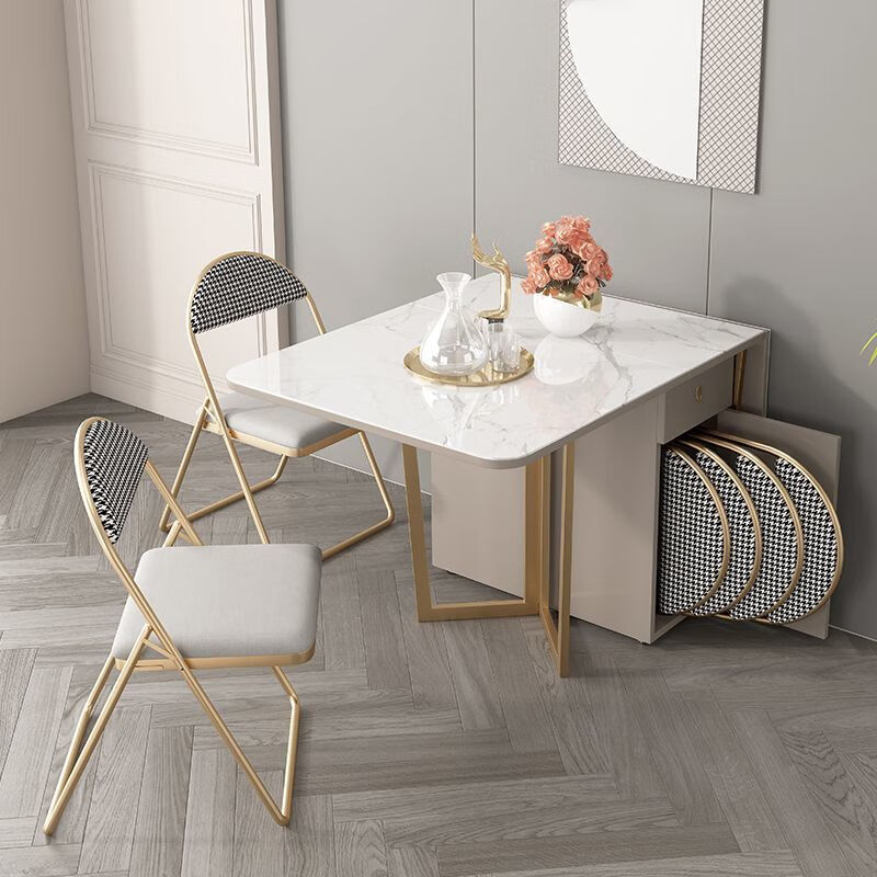 Shanlang slate folding dining table and sideboard integrated wall-mounted multi-functional storage wine cabinet household small apartment retractable dining table folding dining table