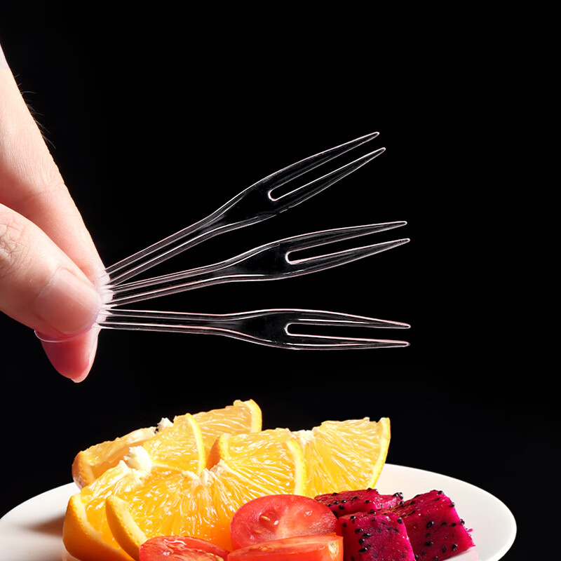 Baijie disposable fork 500 pieces fruit fork plastic fruit pick dessert fork cake fork dessert fork